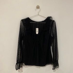 J.Crew Ruffleneck Top in Clip Dot